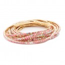 Gold Plated With Light Topaz combination Bracelet, 12 Strands