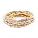 Silver Tone 12 Row Rhinestone Stretch Bracelets