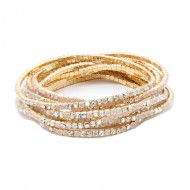 Gold Plated With Light Topaz combination Bracelet, 12 Strands