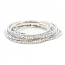 Silver Tone 12 Row Rhinestone Stretch Bracelets