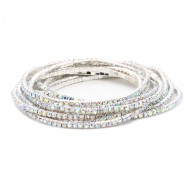 Rhodium Plated With Clear AB Crystal Bracelets, 12 Strands