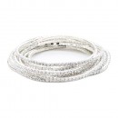 Silver Tone 12 Row Rhinestone Stretch Bracelets