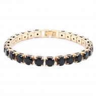 Gold Plated 6mm Black CZ  7" Long Tennis Bracelets