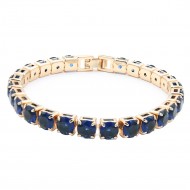 Gold Plated 6mm Blue Color CZ  7" Long Tennis Bracelets