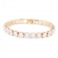 Gold Plated  6mm Clear CZ 7" Long Tennis Bracelets