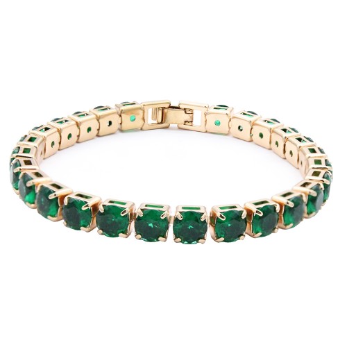 Gold Plated 6mm Green CZ  7" Long Tennis Bracelets
