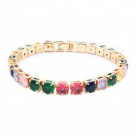 Gold Plated 6mm  Width Multi CZ  7" Long Tennis Bracelets