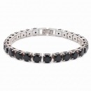 Rhodium Color 6mm Black CZ, 7.25" Long Tennis Bracelets Rhodium Color 6mm Black CZ, 7.25" Long Tennis Bracelets
