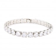 Rhodium Color 6mm Clear CZ 7" Long Tennis Bracelets