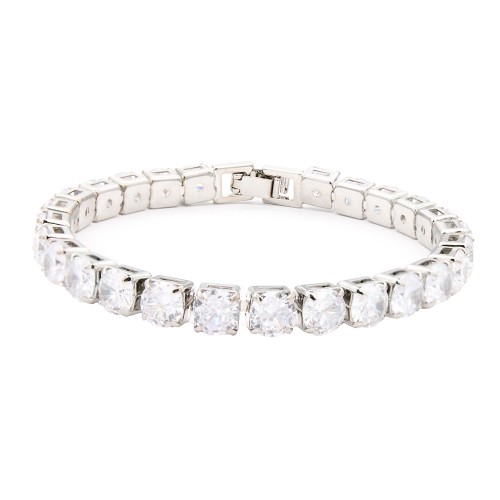 Rhodium Color 6mm Clear CZ 7" Long Tennis Bracelets