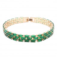 Gold Plated 13 mm Green CZ  7" Long Tennis Bracelets