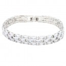 Rhodium Color 13mm Width  Clear CZ 7" Long Tennis Bracelets