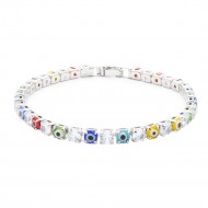 Rhodium Color With 4mm Evil Eye Tennis 7" Bracelets