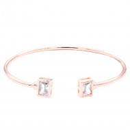 Rose Gold  Plated With Cubic Zirconia Cuff Bracelets