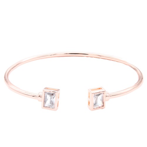 Rose Gold  Plated With Cubic Zirconia Cuff Bracelets