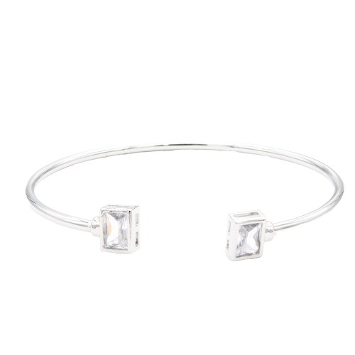 Rhodium Color With Clear  CZ Cuff Bracelets