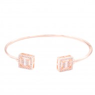 Rose Gold  Plated With Cubic Zirconia Cuff Bracelets
