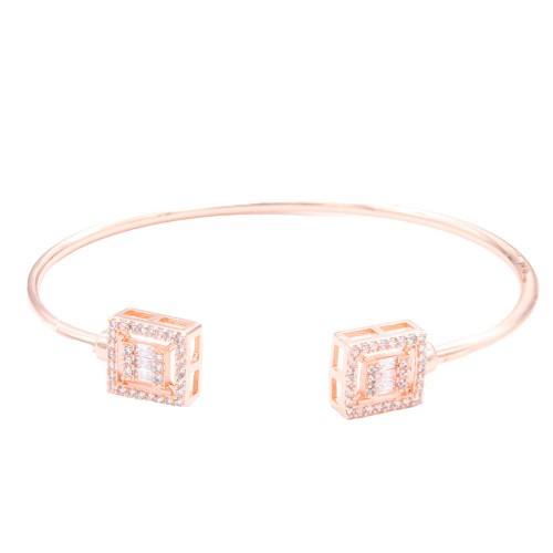 Rose Gold  Plated With Cubic Zirconia Cuff Bracelets
