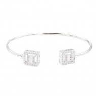 Rhodium Color With Clear  CZ Cuff Bracelets