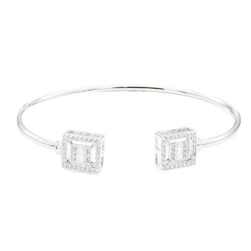 Rhodium Color With Clear  CZ Cuff Bracelets