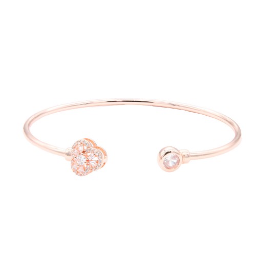 Rose Gold  Plated With Cubic Zirconia Cuff Bracelets