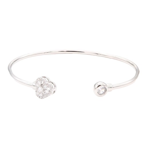 Rhodium Color With Clear  CZ Cuff Bracelets