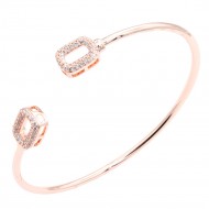 Rose Gold  Plated With Cubic Zirconia Cuff Bracelets