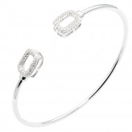 Rhodium Color With Clear  CZ Cuff Bracelets