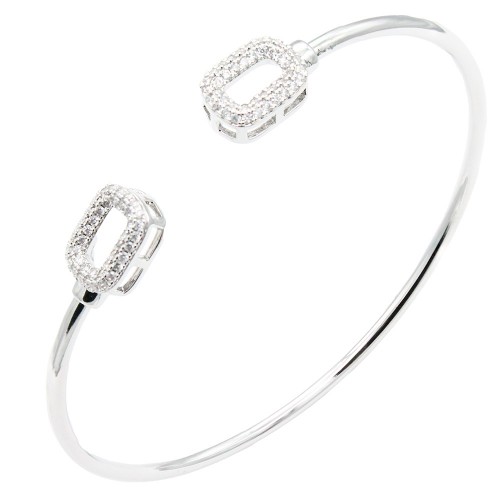 Rhodium Color With Clear  CZ Cuff Bracelets