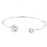 Rhodium Color With Clear  CZ Cuff Bracelets