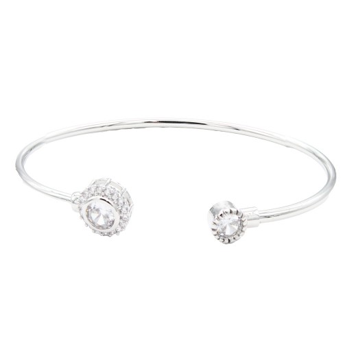 Rhodium Color With Clear  CZ Cuff Bracelets