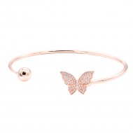Rose Gold  Plated With Cubic Zirconia Cuff Bracelets