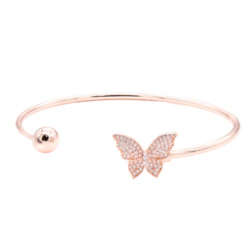 Rose Gold  Plated With Cubic Zirconia Cuff Bracelets