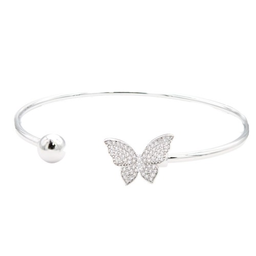 Rhodium Color With Clear  CZ Cuff Bracelets