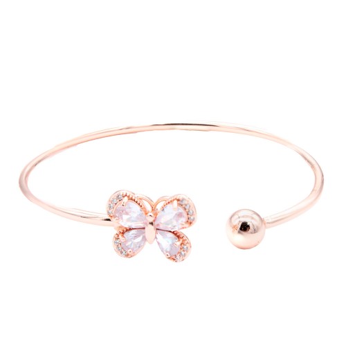 Rose Gold  Plated With Cubic Zirconia Cuff Bracelets