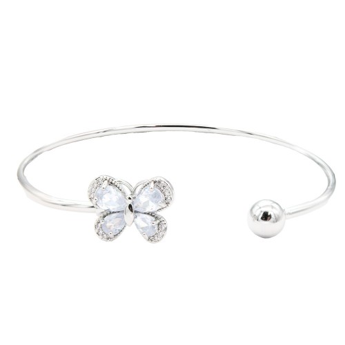 Rhodium Color With Clear  CZ Cuff Bracelets