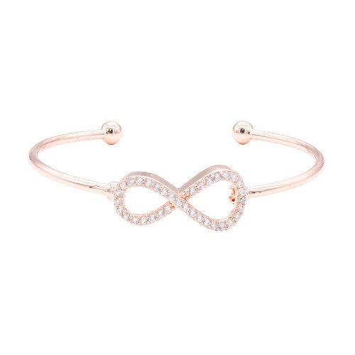 Rose Gold  Plated With Cubic Zirconia Cuff Bracelets