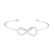 Rhodium Color With Clear  CZ Cuff Bracelets