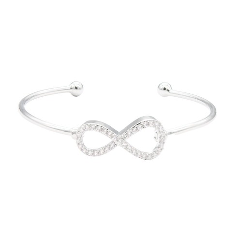 Rhodium Color With Clear  CZ Cuff Bracelets