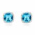 Rhodium-Plated-with-Aqua-Blue-Square-Cubic-Zirconia-Stub-Earrings-Aqua Blue