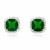 Rhodium-Plated-with-Green-Square-Cubic-Zirconia-Stub-Earrings-Green