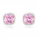 Rose Gold Plated with Clear Square Cubic Zirconia Stub Earrings