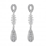 Rhodium Plated with Cubic Zirconia Dangle and Drop Earrings