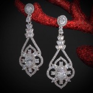 Rhodium Plated With Cubic Zirconia Dangle Bridal Earrings