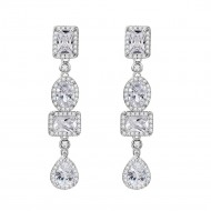 Rhodium Plated with Cubic Zirconia Bridal Earrings