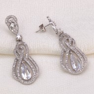 Rhodium Plated with Clear Cubic Zirconia Bridal Earrings