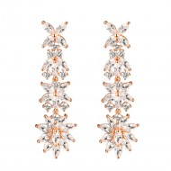 Rose Gold Plated with Clear Cubic Zirconia Dangle Earrings