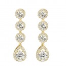 Rose Gold Plated Clear Stone Cubic Zirconia Bridal Earrings