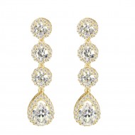 Gold Plated With Clear Stone Earrings