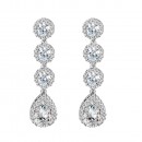 Rose Gold Plated Clear Stone Cubic Zirconia Bridal Earrings